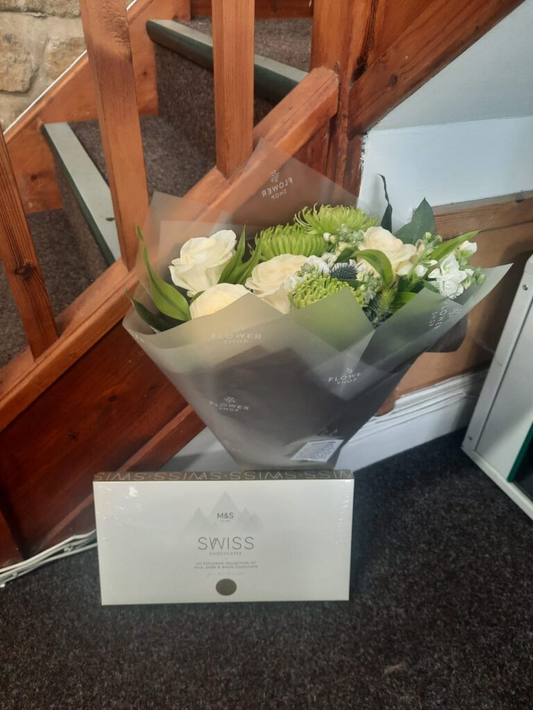 Flowers & Chocolates as a thank you from one of our Landlords and Venndors